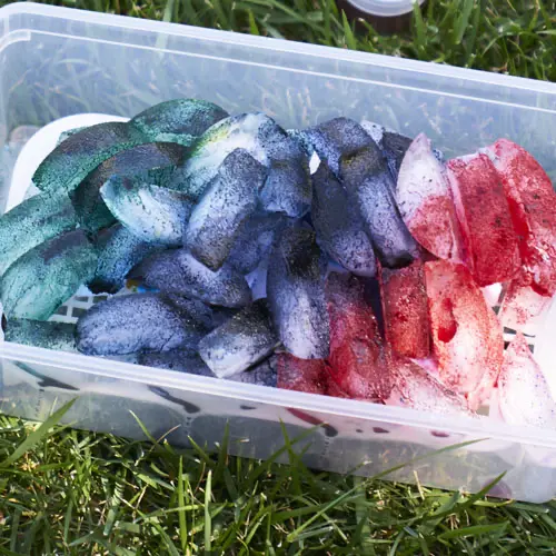 fabric dye melting over ice